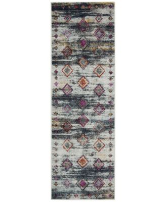 Adirondack Light Grey and Red 2'6" x 8' Runner Area Rug