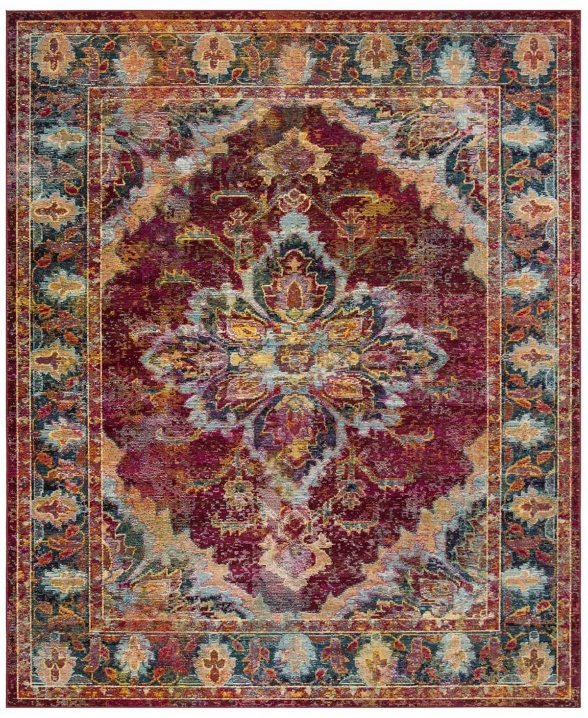 Safavieh Crystal Ruby and Navy 8' x 10' Area Rug - Ruby Red