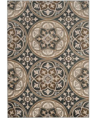 Lyndhurst LNH341 Slate Blue and Beige 5'3" x 7'6" Area Rug