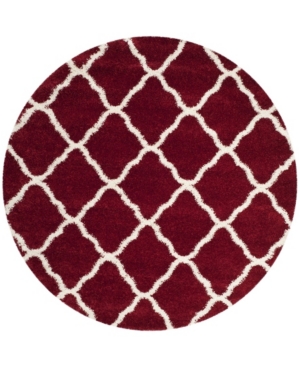 Safavieh Hudson Red and Ivory 7' x 7' Round Area Rug