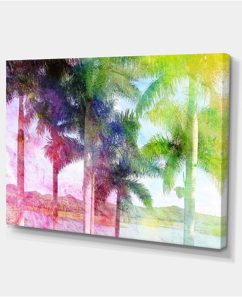 Design Art Designart Green Retro Palm Trees Landscape Painting
