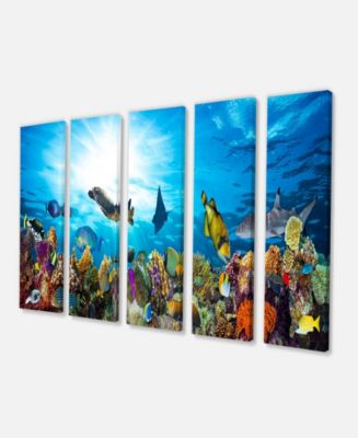 Design Art Designart Colorful Coral Reef With Fishes Seascape Canvas ...