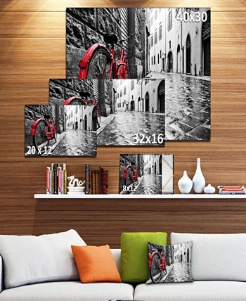Design Art Designart Retro Vintage Red Bike Cityscape Photo Canvas Art ...