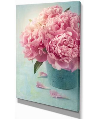 Design Art Designart Pink Peony Flowers In Vase Large Floral Wall Art ...