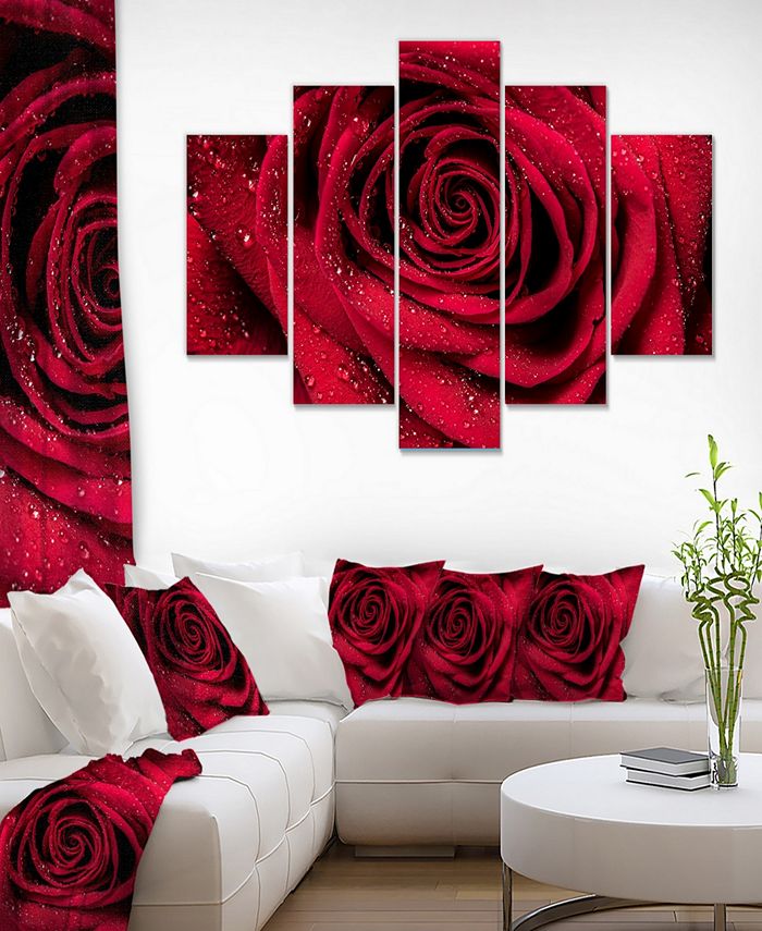 Design Art Designart Red Rose Petals With Rain Droplets Floral Art ...