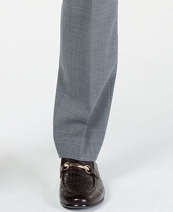 Ralph Lauren Men's Classic Fit Windowpane Flannel Dress Pants Blue Size 42X32