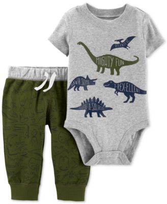 Carter's Baby Boys 2-Pc. Dino-Print Cotton Bodysuit & Pants Set - Macy's