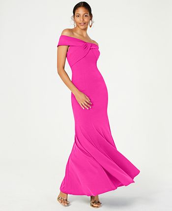 Nightway Twisted Off-The-Shoulder Gown - Macy's