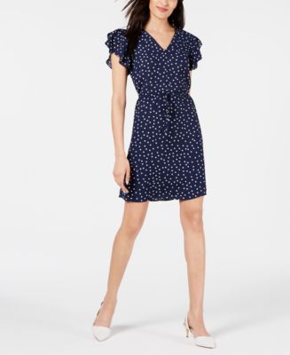 Maison Jules Printed Flutter-Sleeve Dress, Created for Macy's - Macy's