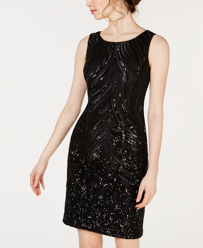 Calvin Klein Embroidered Sequin Sheath Dress - Macy's