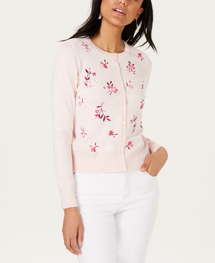 Charter Club Petite Floral Embroidered Cardigan Created for