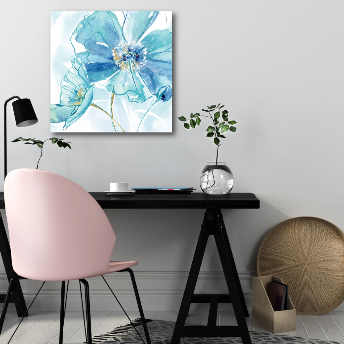 Courtside Market Light Blue Flower Ii Gallery-Wrapped Canvas Wall Art - 16" x 16"