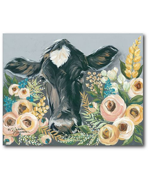 Courtside Market Cow In The Flower Garden Gallery Wrapped Canvas