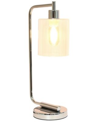 Simple Designs Bronson Antique Style Industrial Iron Lantern Desk Lamp with Glass Shade