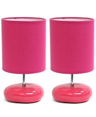 Simple Designs Stonies Small Stone Look Table Bedside Lamp 2 Pack Set