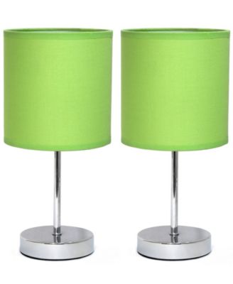 Simple Designs Chrome Mini Basic Table Lamp with Fabric Shade 2 Pack Set
