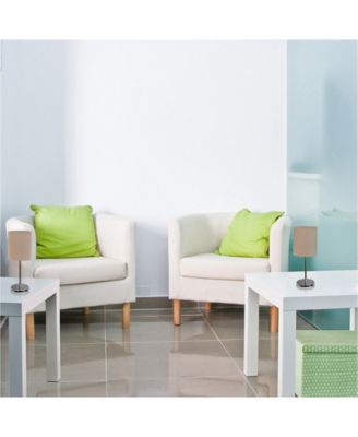 Simple Designs Chrome Mini Basic Table Lamp with Fabric Shade 2 Pack Set