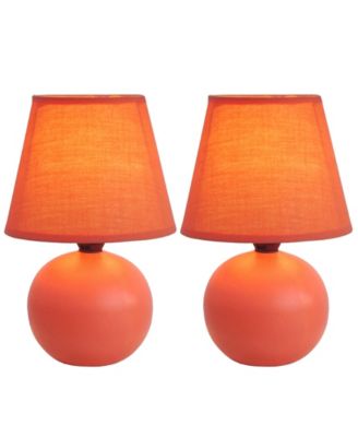 Simple Designs Mini Ceramic Globe Table Lamp 2 Pack Set