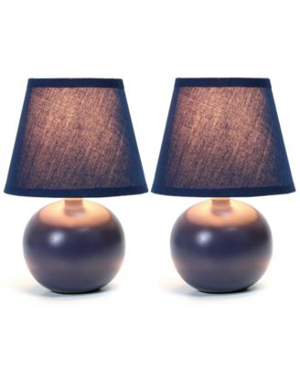 Simple Designs Mini Ceramic Globe Table Lamp 2 Pack Set