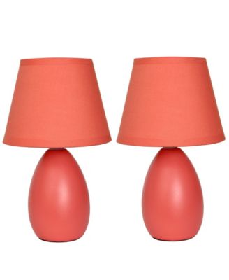 Simple Designs Mini Egg Oval Ceramic Table Lamp 2 Pack Set