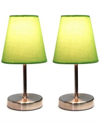 Simple Designs Sand Nickel Mini Basic Table Lamp with Fabric Shade 2 Pack Set