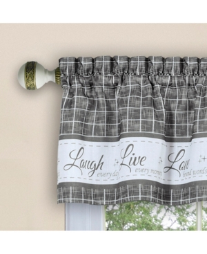 Achim Live Love Laugh Tier & Valance Set, 58" X 24" In Grey