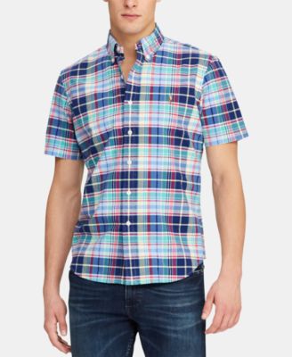 polo ralph lauren men's classic fit plaid oxford shirt