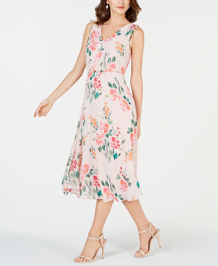 Jessica Howard Petite Floral Chiffon Midi Dress - Macy's