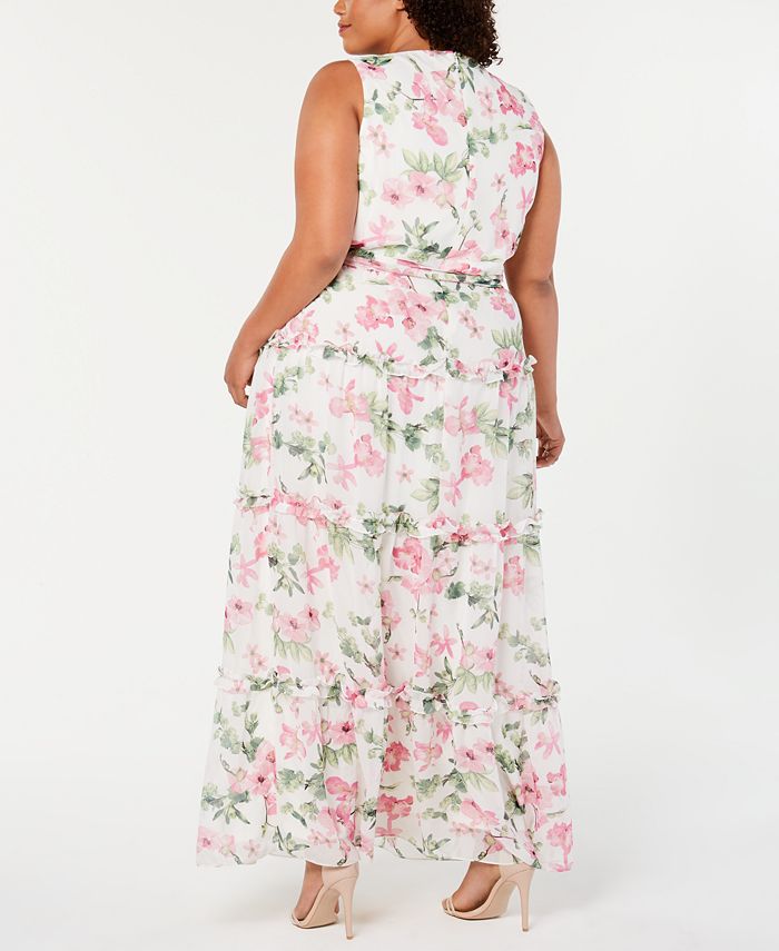 Jessica Howard Plus Size Ruffled Floral Maxi Dress - Macy's