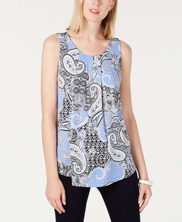 Charter Club PaisleyPrint Sleeveless Top, Created for Macy's Macy's