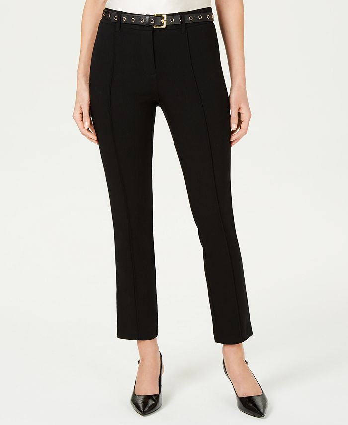 JM Collection Petite Belted Fly-Front Pants, Created for Macy's - Macy's