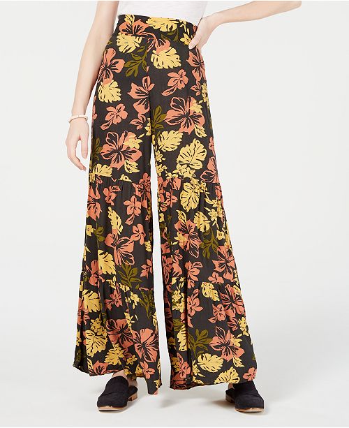 Free People Floral Print Tiered Wide Leg Pants Reviews Pants Leggings Women Macy S