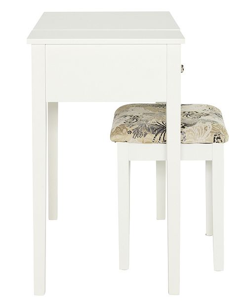Linon Home Decor Butterfly Vanity Set With Bench And Mirror White