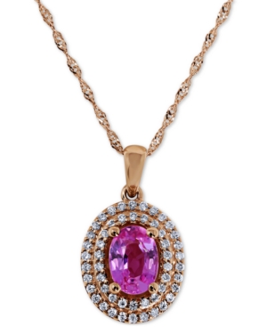 image of Pink Sapphire (1 ct. t.w.) & Diamond (1/5 ct. t.w.) 18