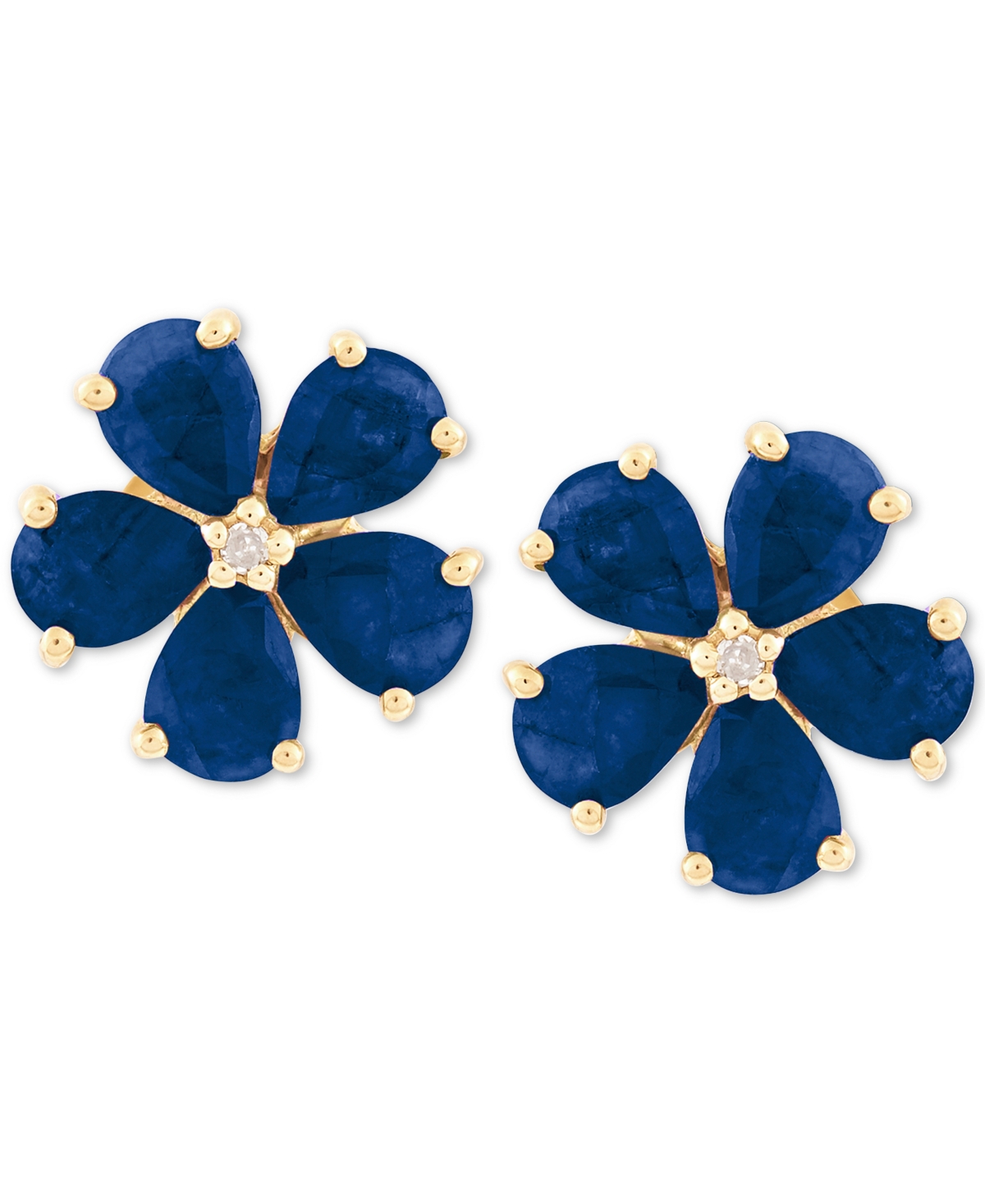 (1-3/4 ct. t.w.) & Diamond Accent Stud Earrings in 14k Gold (Also Available In Emerald & Ruby) - Sapphire