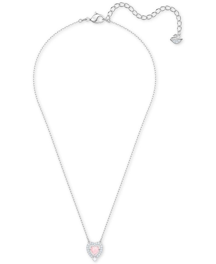 Swarovski Silver-Tone Crystal 3D Cage Heart-Shape Pendant Necklace, 14 ...