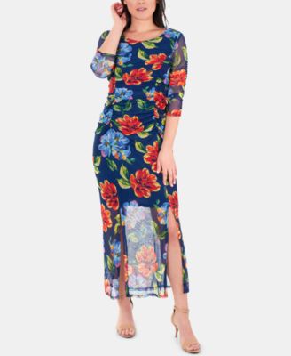 NY Collection - Printed Double-Slit Maxi Dress