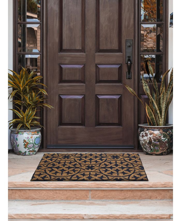 Fab Habitat Doormat Blue Tile Size 24" x 36", Extra Thick Handwoven