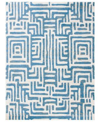 Amsterdam Ivory and Light Blue 9' x 12' Area Rug