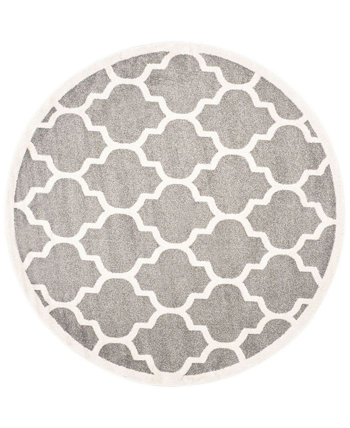 Safavieh Amherst AMT420 Dark Gray and Beige 9' x 9' Round Area Rug - Gray