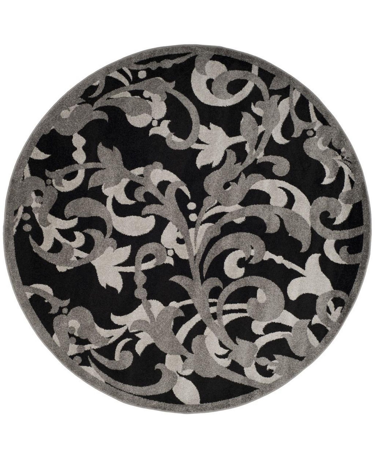 Safavieh Amherst Anthracite and Light Gray 9' x 9' Round Area Rug - Black