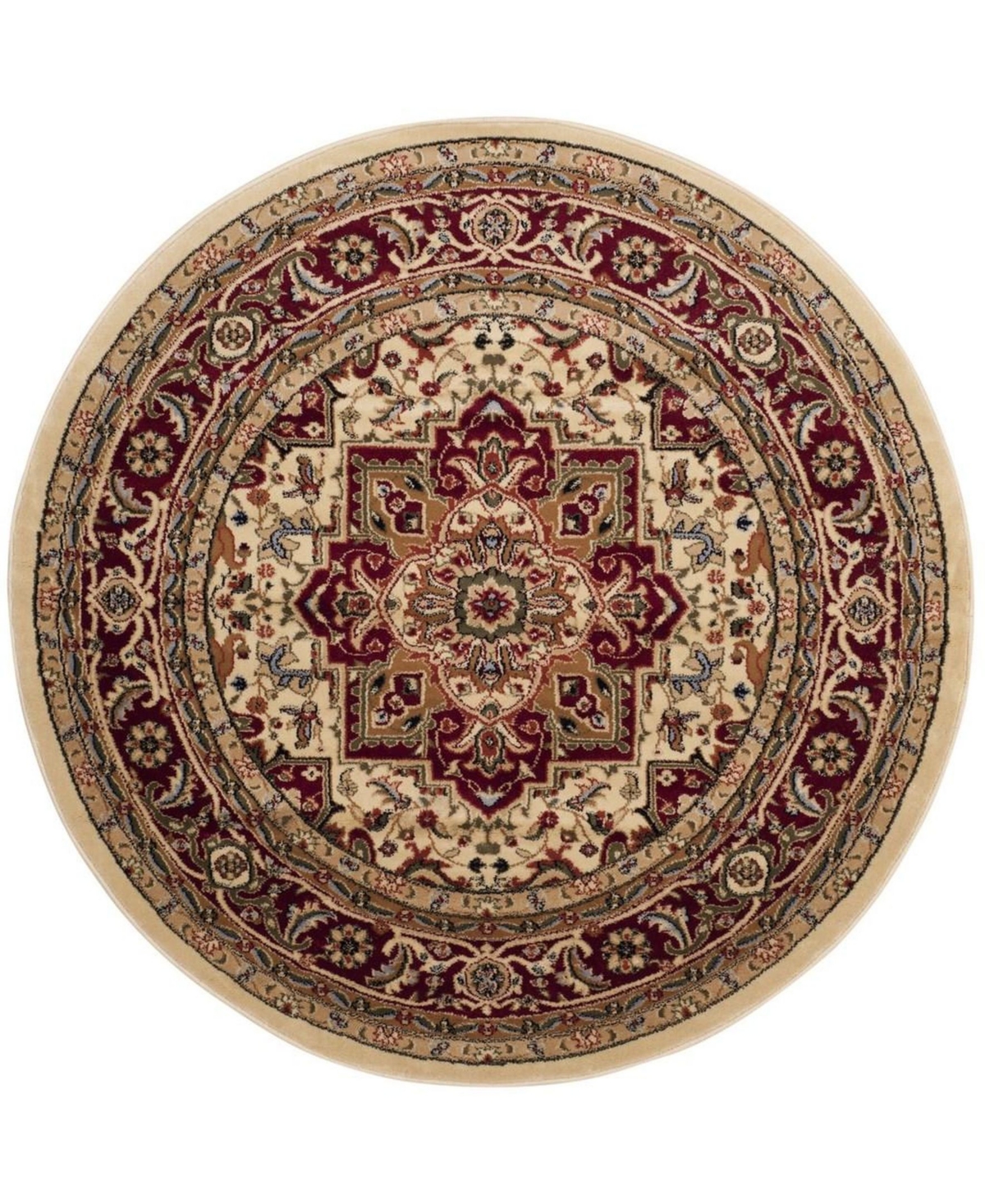 Safavieh Lyndhurst Ivory and Red 10' x 10' Round Area Rug - White Grou
