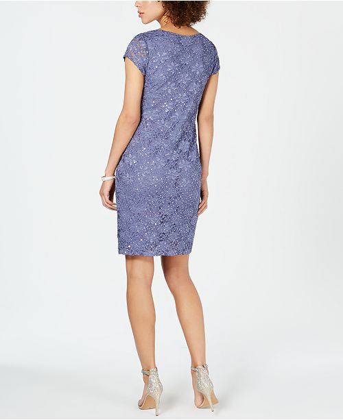 Connected Apparel Women's Sequined Lace Sheath Dress Purple Size 14 main image 0