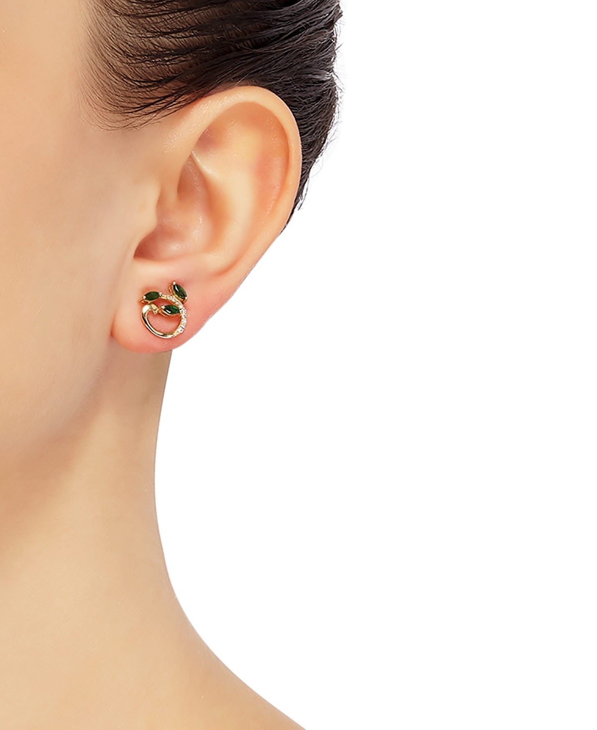 (1/2 ct. t.w.) & Diamond Accent Stud Earrings in 14k Gold - Emerald