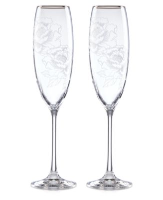 Lenox Silver Peony Toasting Flutes - Macy's
