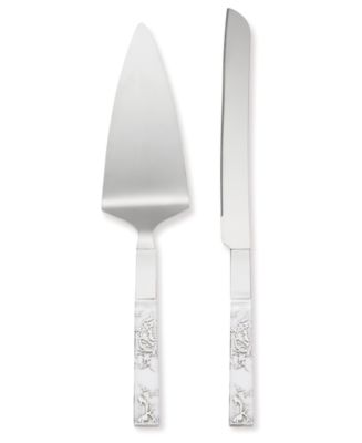 Lenox Silver Peony Cake Knife & Server - Macy's