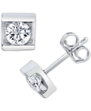 image of Diamond Pressure Mount Stud Earrings (1/4 ct. t.w.) in 14k White Gold