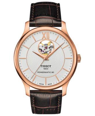 Tissot Men's Swiss Automatic T-Classic Tradition Brown Leather