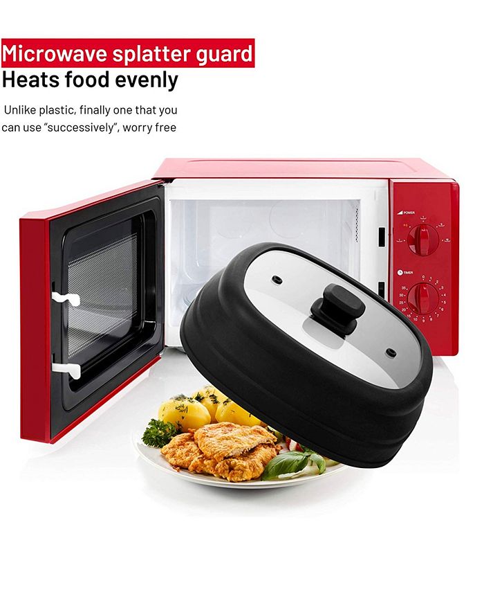 Bezrat 10" Square Silicone and Glass Microwave Plate Cover Macy's