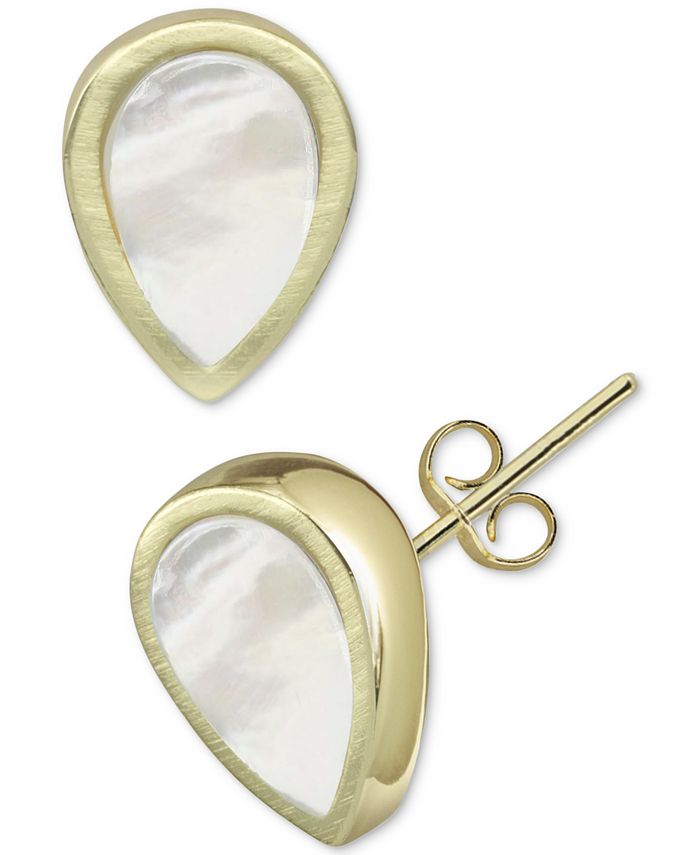 Argento Vivo - Mother-of-Pearl Teardrop Stud Earrings in Gold-Plated Sterling Silver